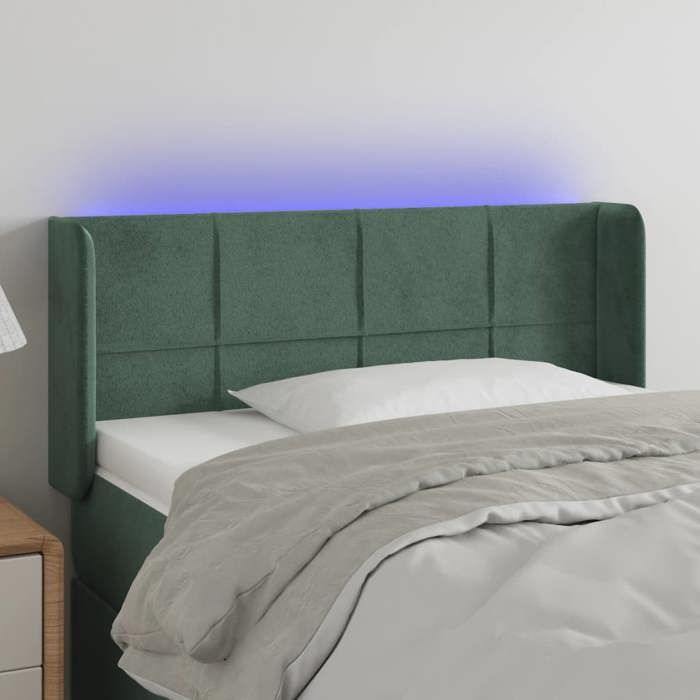 VidaXL Tête de Lit à LED Meuble de Chambre à Coucher Accessoire de Lit Simple Tête de Cadre de Lit Intérieur Vert Foncé 3123275