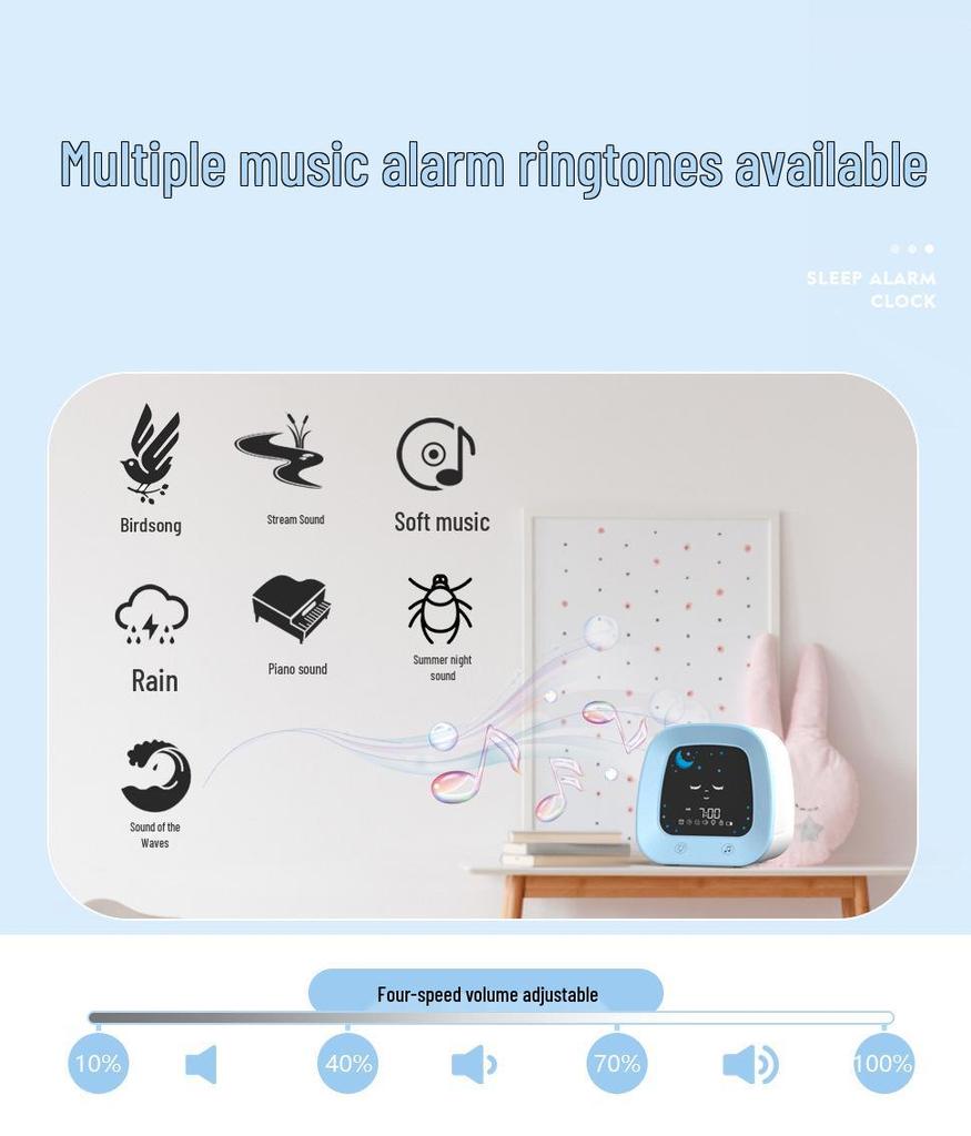 Children's Cartoon Digital Alarm Clock with Music, Silent Snooze, and Night Light