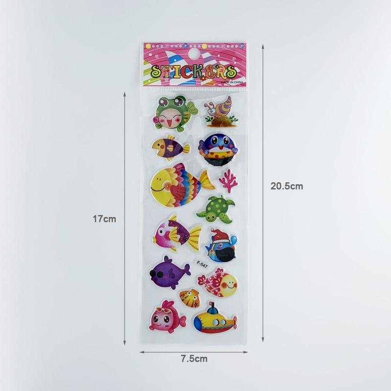 12 listů/sada vzor mořské ryby děti 3D kreslené samolepky bublina PVC scrapbooking samolepka pro Děti chlapci dívky roztomilý dárek