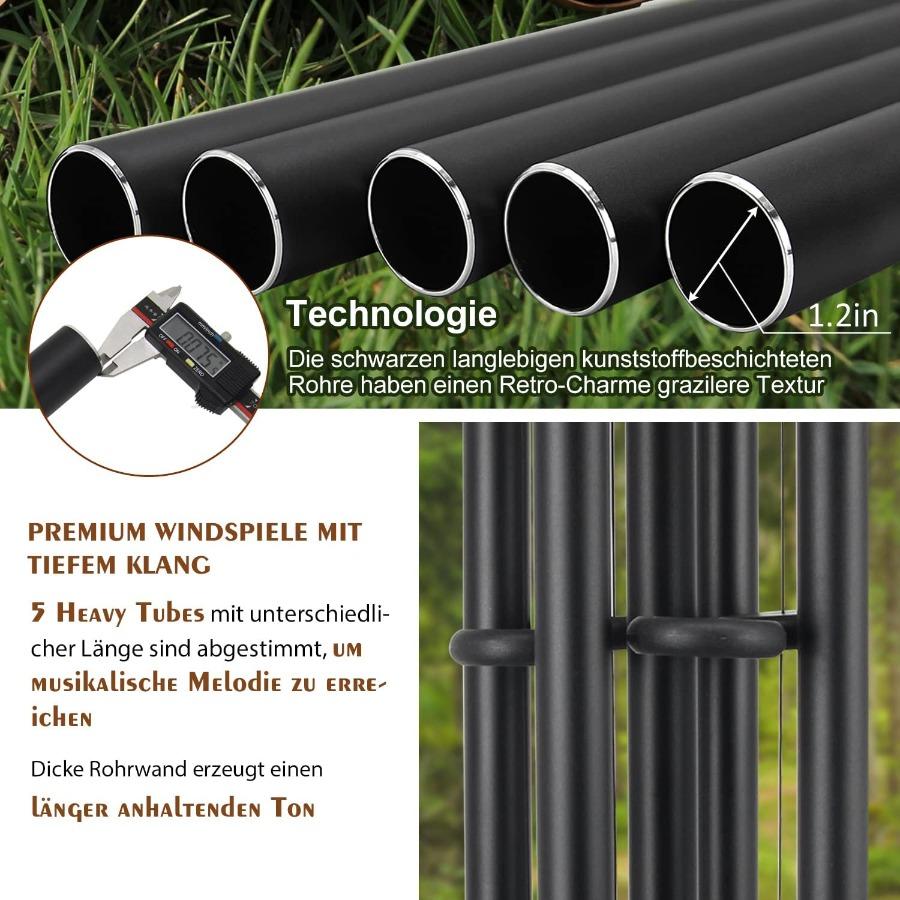 ASTARIN Large Wind Chimes Outdoor 48 Inch Sympathy Wind Chime with 5 Heavy Aluminum Tubes Tuned Soothing Melody Memorial Wind C