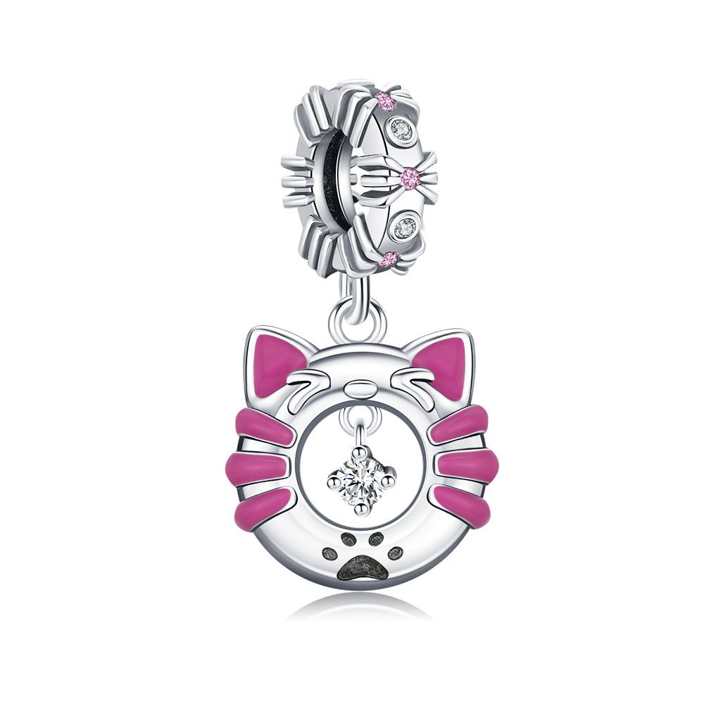 New 925 Silver Cute Cat Dog Charm Heart Pendant Beads Fit Bracelet DIY Women Jewelry Fine Gift