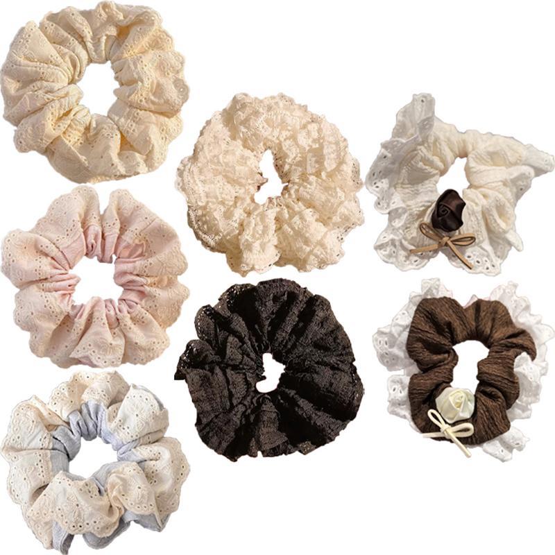 Fabric Lace Flower Edge Hair Ring Cute and Sweet Korean Style Scrunchie Hair Accessories