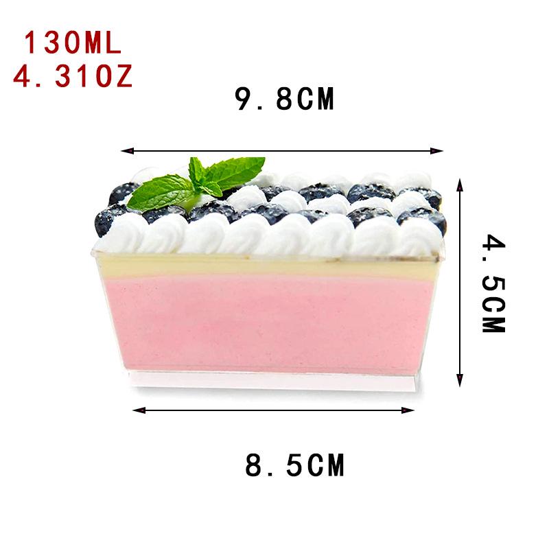 Square Transparent Disposable Dessert Cup - Perfect for Pudding, Jelly, Mousse, and Ice Cream.