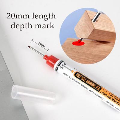 4 Pcs Long Head Deep Hole Marker Pens 20mm Long Nose Marker Quick Dry Waterproof Colorful Carpenter Pen for Construction Bathroom Woodworking