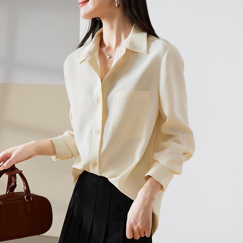 SOFSIL Women s 2026 Spring Loose Fit Solid Turn-Down Collar Shirt XL