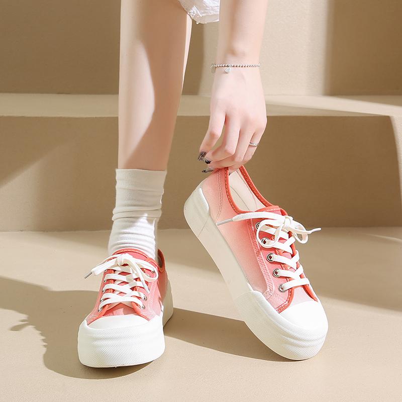 Thick Bottom Canvas Shoes Women's Models  New Walking Hundred Casual Board Shoes Simple Cloth Shoes Casual Lace-Up