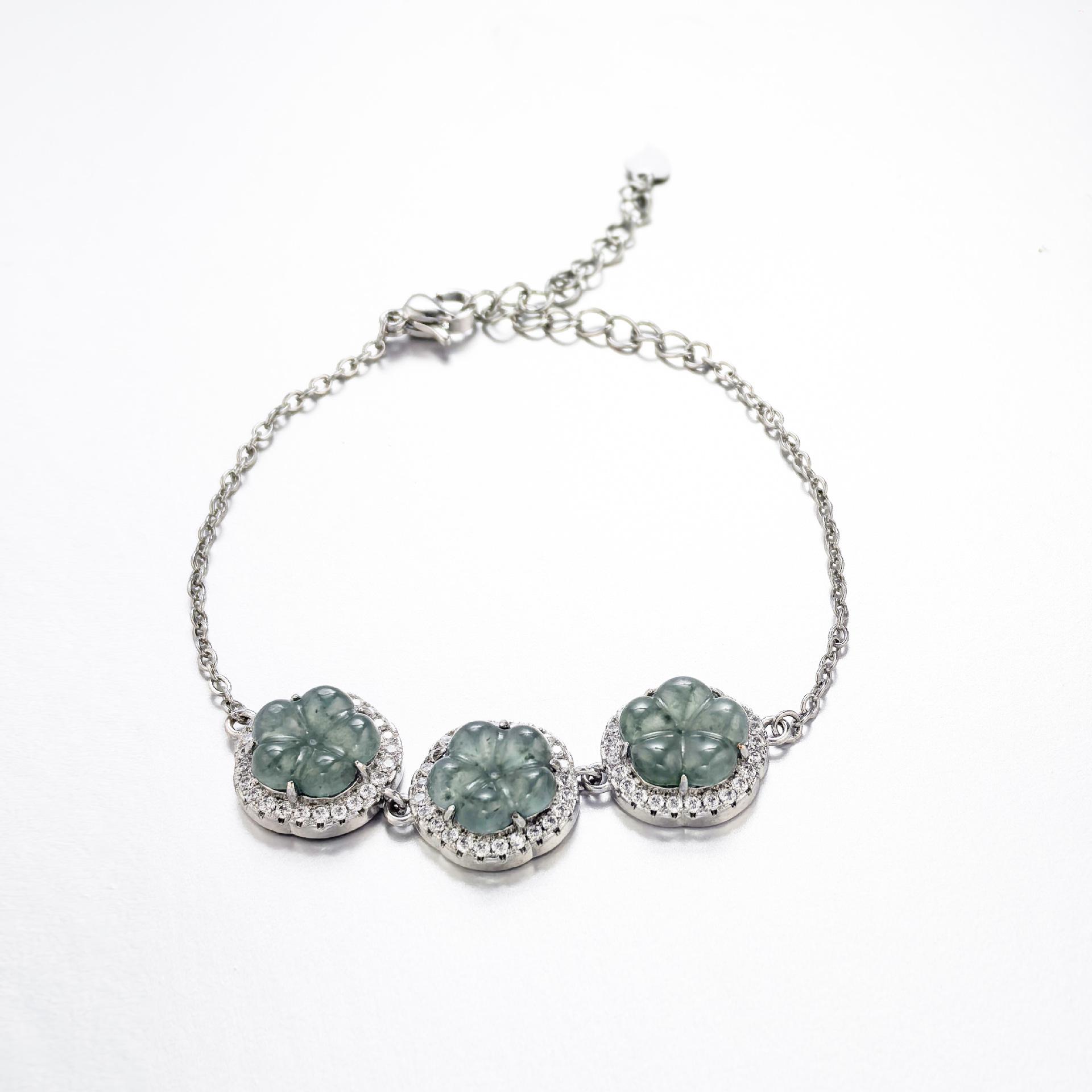 Adjustable Jade Flower Retro Chinese Style Bracelet Natural
