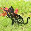 Metal Black Cat Statue Hollow Design Hollow Metal Ornament Yard Art Decoration  Yard Decor