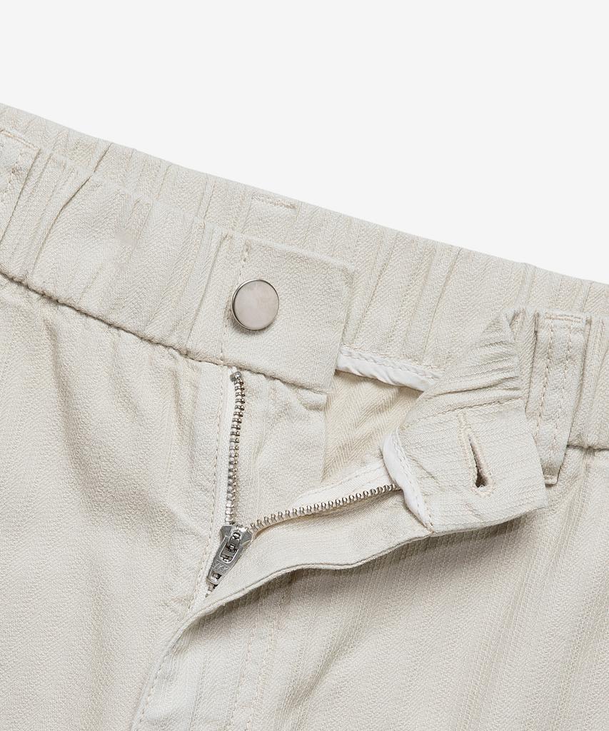 MINDBRIDGE Semi-Wide Denim-Like Full Elastic Waist Cream Pants