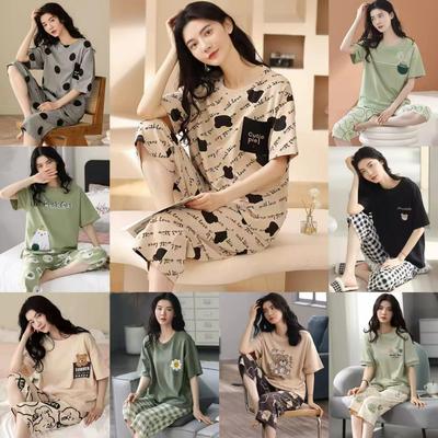 Fashionable Women's New Summer Short-sleeved Seven Pants Homewear Two-piece Set - Trendy and Breathable