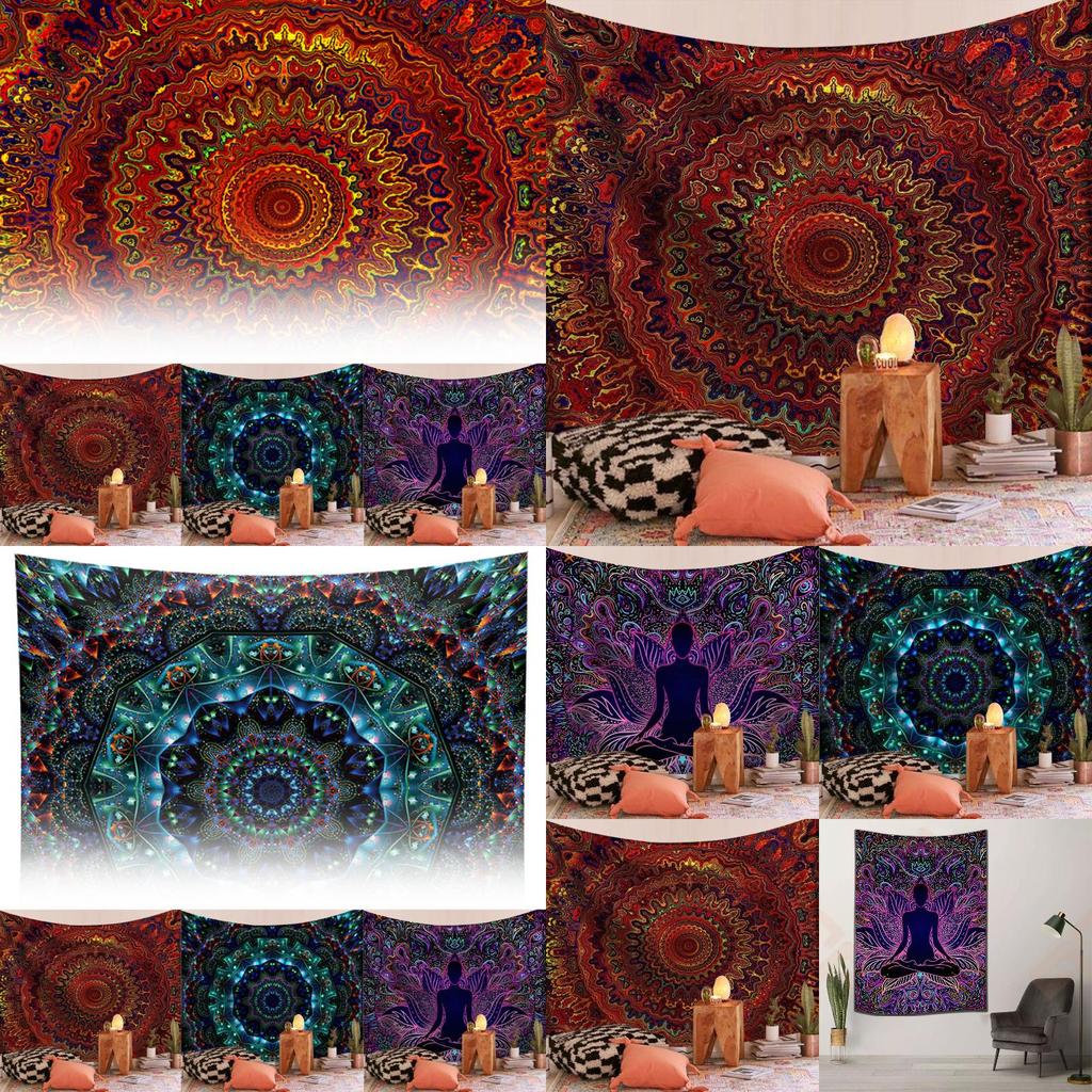 Exquisites rechteckiges Mandala-Wandtuch aus Polyesterstoff zur Wohnzimmerdekoration