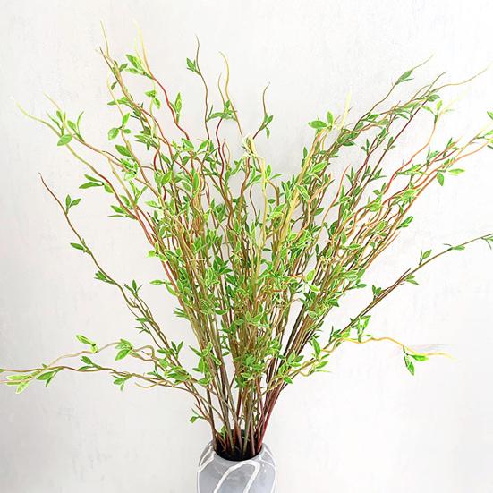 Fake Green Leaves Stems Lifelike Simulated Leaves Branch Artificial Faux Greenery Branches for Vase Filler Home Office Wedding Decoration