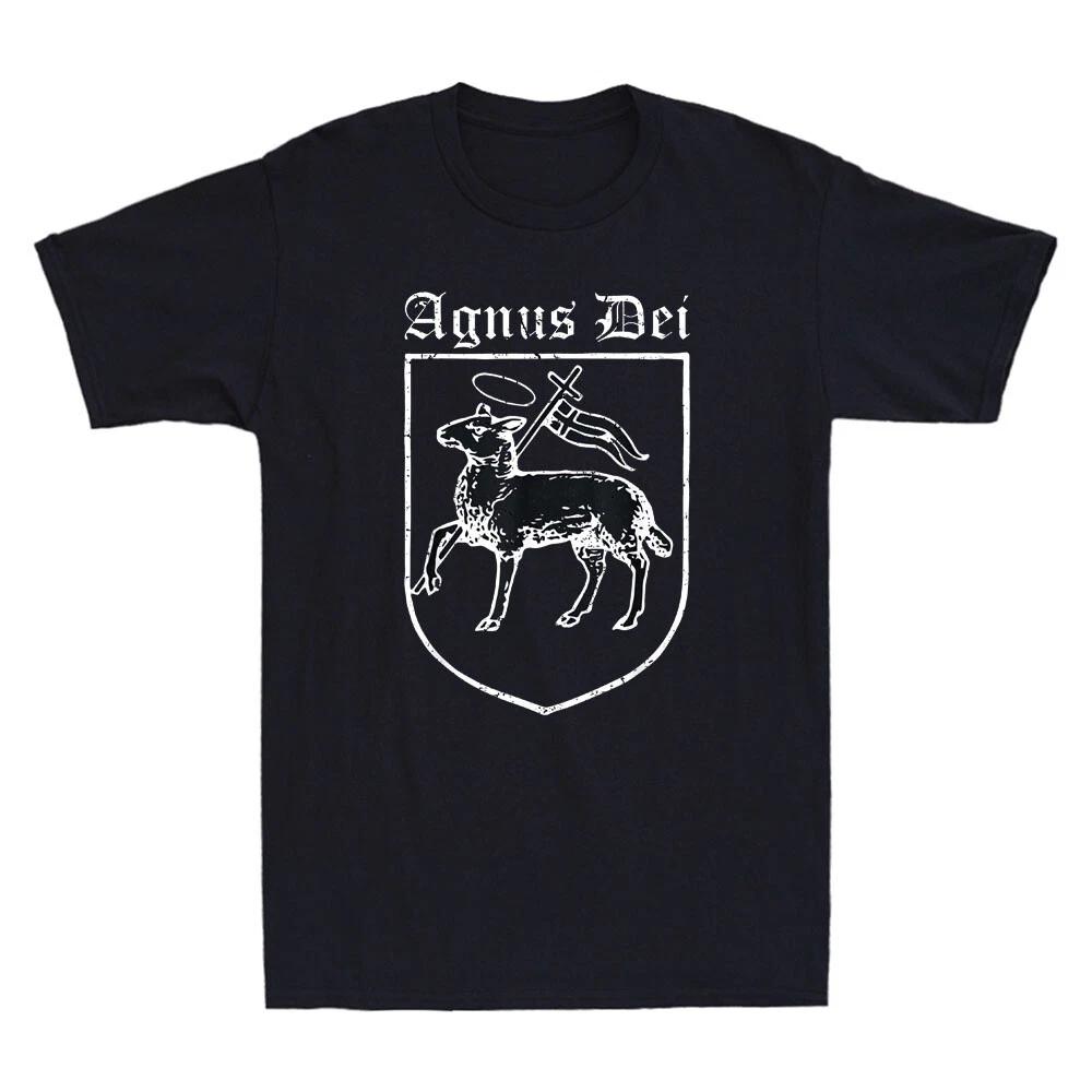 Agnus Dei Jesus Lamb of God Traditional Latin Mass Catholic Retro Men s T-Shirt XS