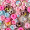 Tusember 15pcs Cute Cartoon Simulation Food Donuts Charms for Drop Earrings Necklace Bracelet DIY Keychain Jewelry Making Craft