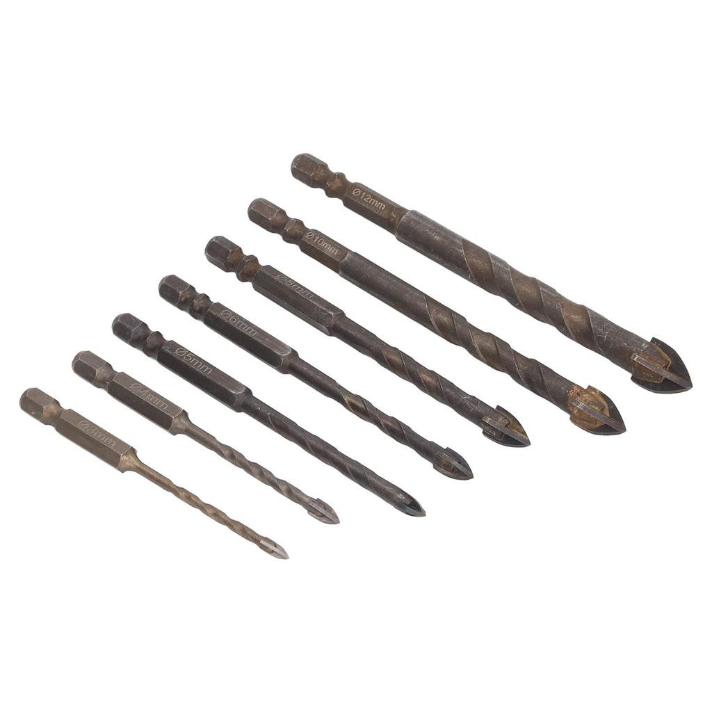 Drill Bit Set Unique Cross Design Cemented Carbide Hex Power Bits for Glass Ceramic Glass Tile Full
