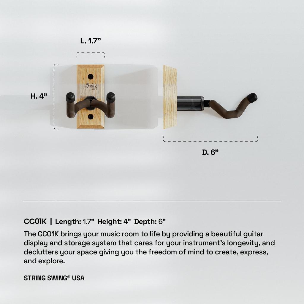 String Swing CC01K Guitar Hanger Guitar Holder Wall Mounted Hardwood for Acoustic Guitar Electric Guitar Anti-falling Anti-Damage Anti-Slip