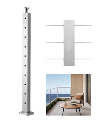 Cable Railing Post, 36x1x2 Inch Level Deck Stair Posts, 1-Pack Stainless Steel Cable Handrail Post
