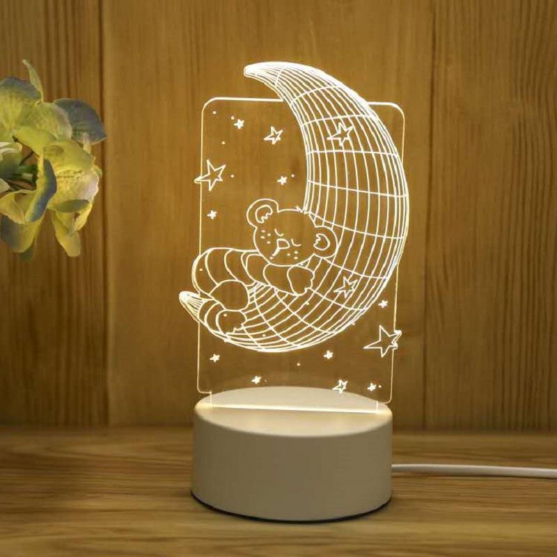 Creative 3D LED Night Light 7 Color Acrylic Veilleuse ABS Plastic Base LED Night Lamp for Children's Room Table Desk Use