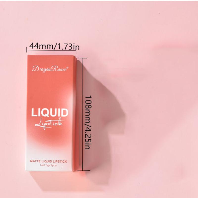 Makeup 3 Color Matte Lip Glaze Set Matte Waterproof Non-stick Cup Air Velvet Lip Gloss Lipstick Set Box