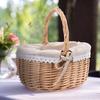 Handwoven Picnic Basket Linen Storage Basket Oval Gift Rattan Storage Basket