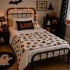 Soft Office Nap Blanket Bat Ghost Print Sofa Throw Blanket Cozy Halloween Flannel Blanket  Bed Room