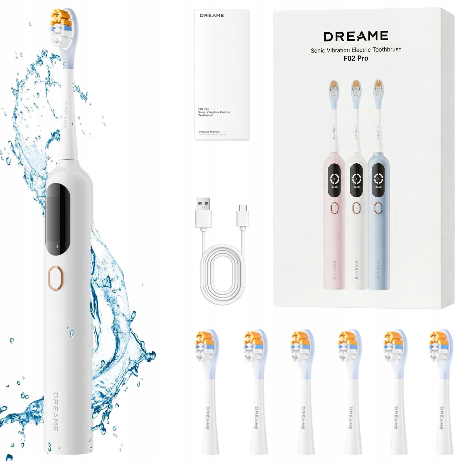 Periuță de dinți sonică Dreame F02 Pro Albă Temporizator Baterie 300 de Zile 6 Capete