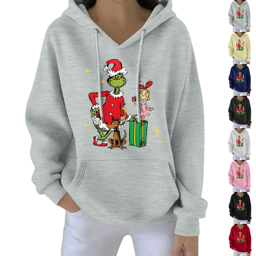 Women's Christmas Hoodie Funny Cute Christmas Holiday Sweatshirt Pullover