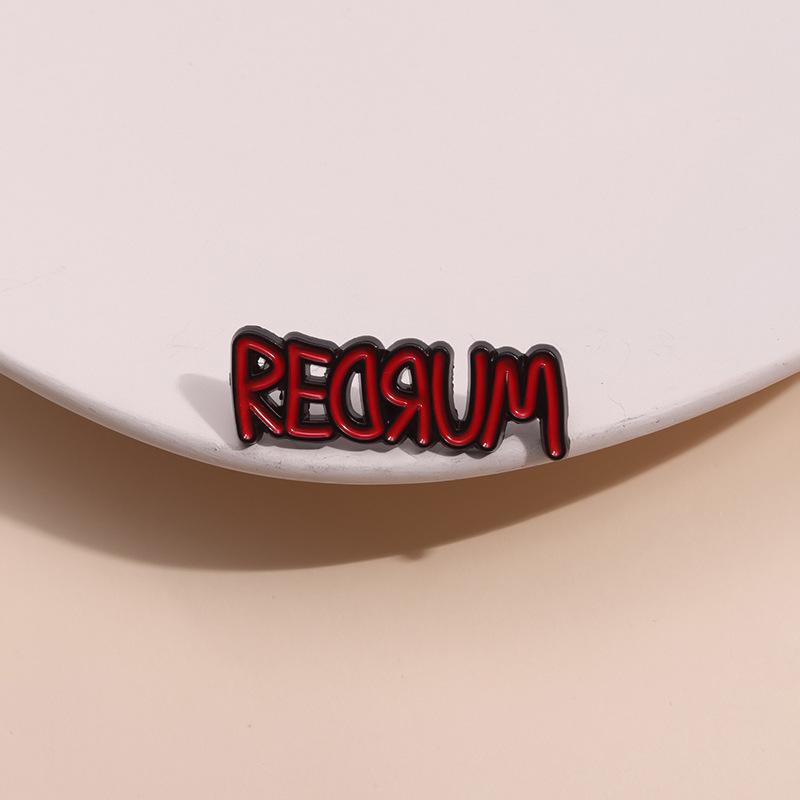 REDRUM Enamel Pin Custom Red Letter Horror Movie Inspiration Brooch Lapel Backpack Badge Halloween Jewelry Gift For Friends