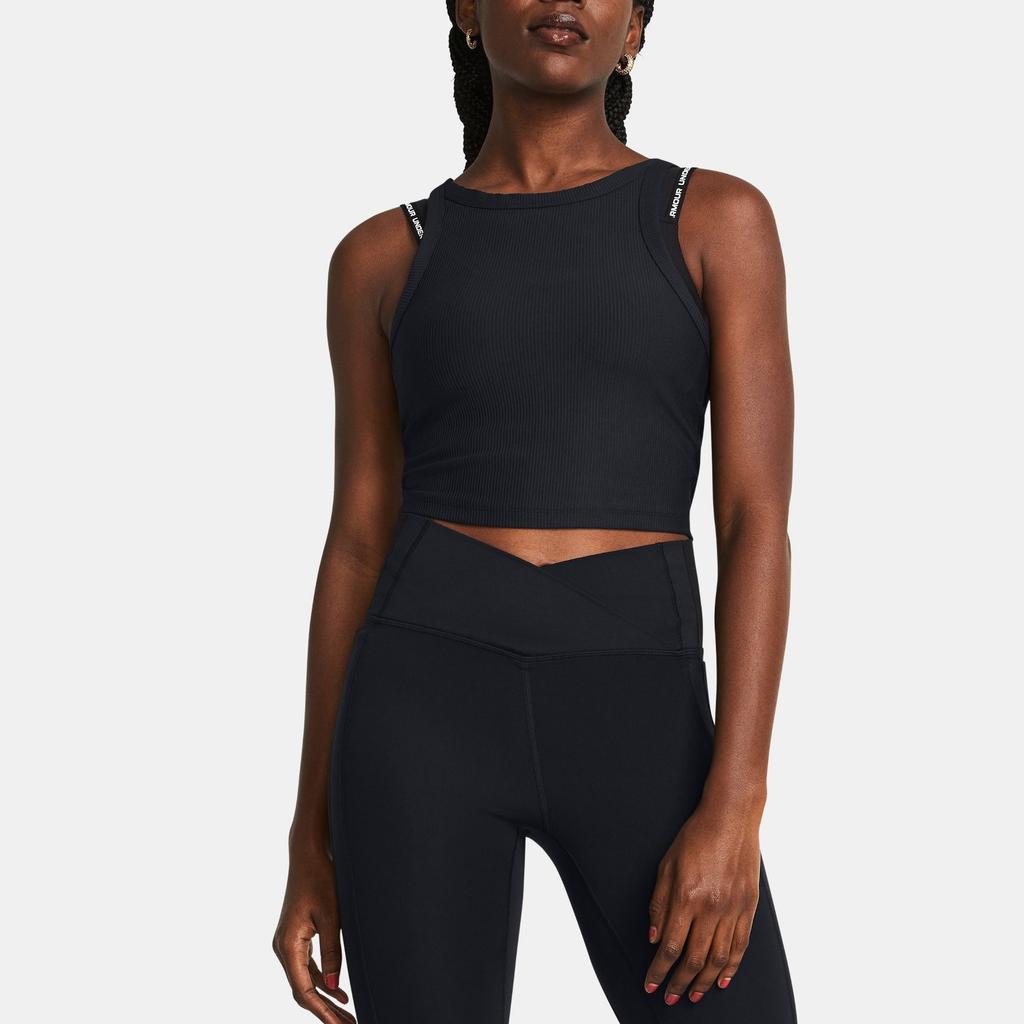 Under Armour Meridian Solid Color Round Neck Sleeveless Tank Top Women Tops Black 1384008-001