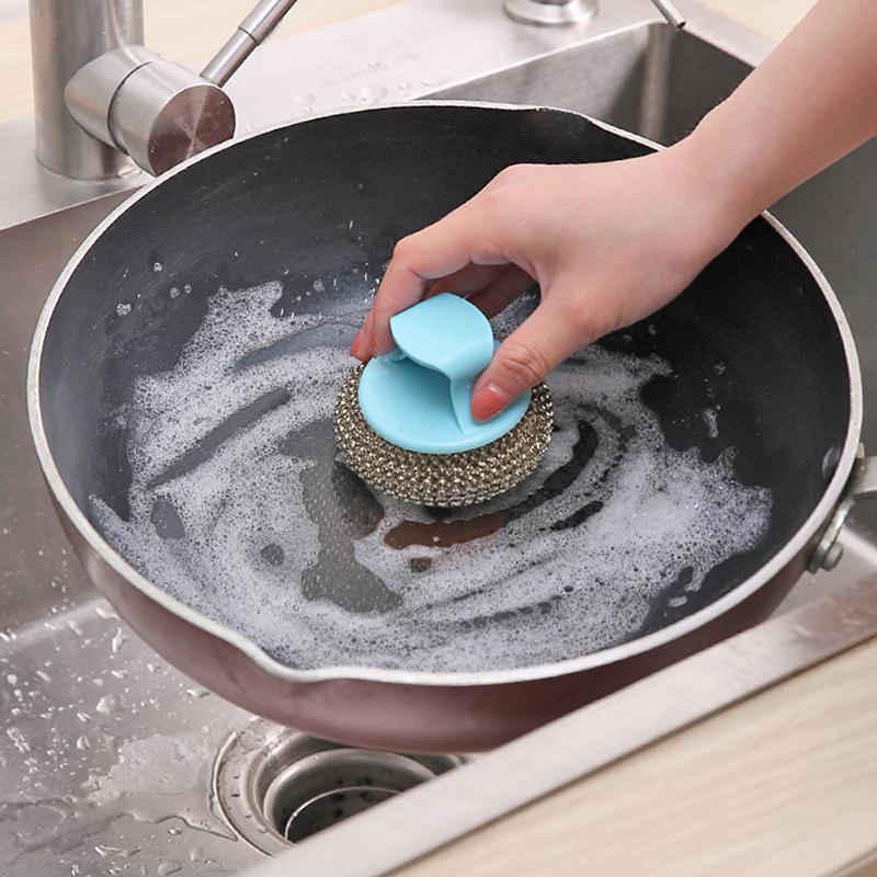 Washing Sponge Cleaning Brush Dish Strong Stainless Steel Bowl Kitchen Pot Pan Window Cleaner Tools Kitchen Clean Brush