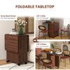 Multi-Storage Six-Person Drop Leaf Dining Table - Distressed Brown