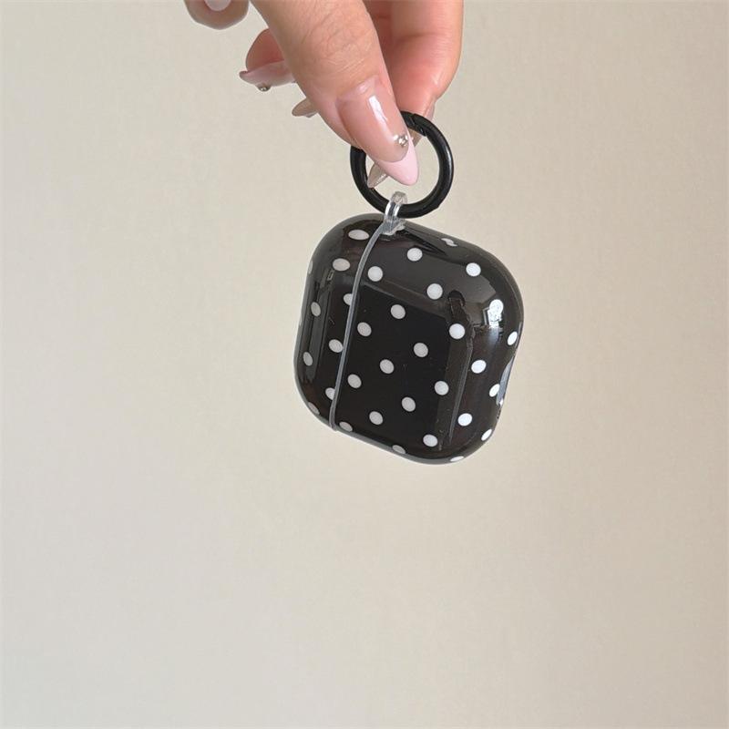 Simple Black Background White Polka Dot AirPods 1 Generation Earphone Case for Apple Bluetooth Headset 1st Generation Pro1