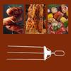 3-Prong Grill Skewers, Stainless Steel BBQ Skewers with Pusher, Rust-proof Grill Sticks for Meat Vegetables Chicken Shrimp, Outdoor Cooking Essential