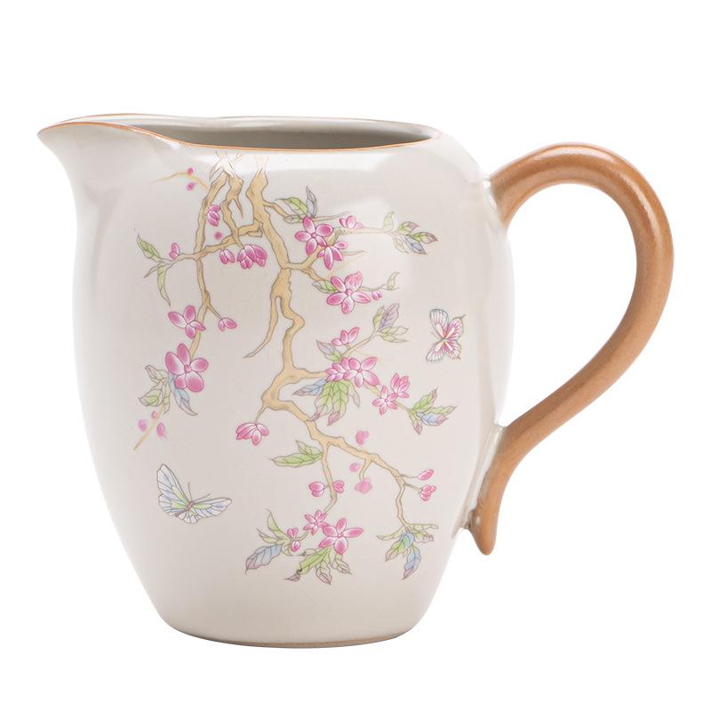 Light Luxury Ru Kiln Fair Cup Single High-grade Wisteria Flower Filter Kung Fu Tea Set Tea Haiyun Cup Male Cup Tea Set
