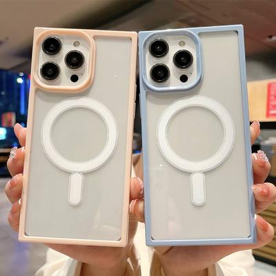 Magnetic Wireless Charging Phone Case Iphone 14 13 12 11 Pro Max 14pro 14 Plus 11 Shockproof Acrylic Clear Bumper Silicone Cover