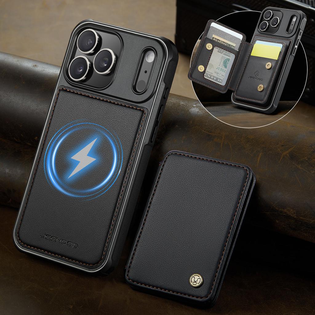 Magnetic Leather Case for iPhone 17 Pro Max Air 16 Plus 14 13 12 11 X XR XS Max RFID Blocking Detachable Card Slot Wallet Cover