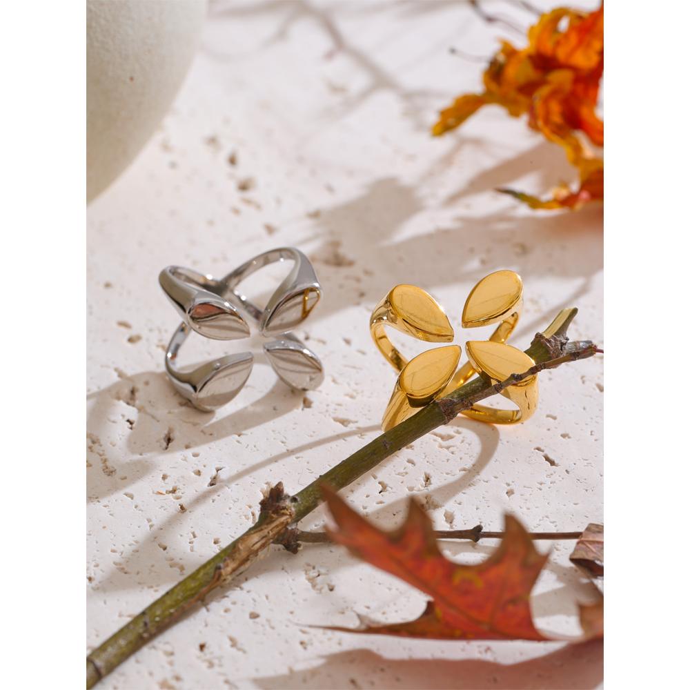 Eetit Stylový Unikátní Design Nerezová Ocel Široký Otevřený Prsten Voděodolný Kov Výrazné Prstové Šperky Doplňky