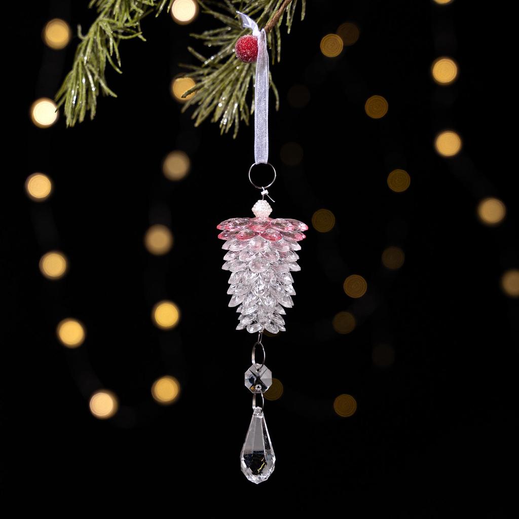 Haobei Acrylic Pine Cone Christmas Ornament - Transparent Crystal Tree Decoration