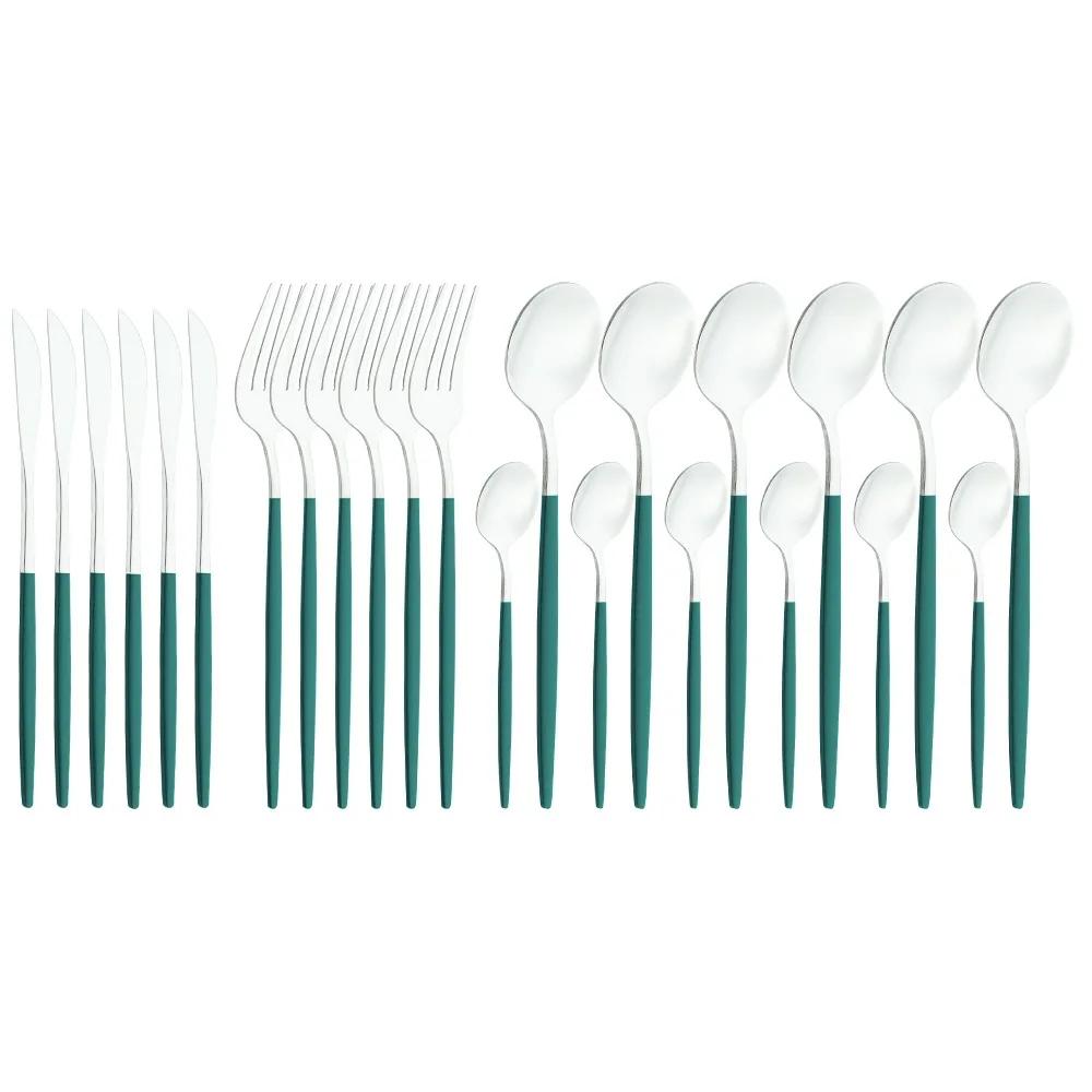 Fabulous 24PCS/SET Tableware Dinnerware Sets Gold Flatware Cutlery Fork Dessert Spoon Coffee Cutlery Dinner Wedding Decoration