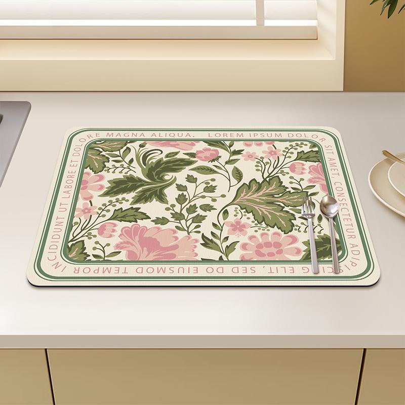 Kitchen Drain Mat Countertop Diatom Mud Absorbent Mat Dishes Water Control Mat Coffee Mat Desktop Insulation Tea Mat
