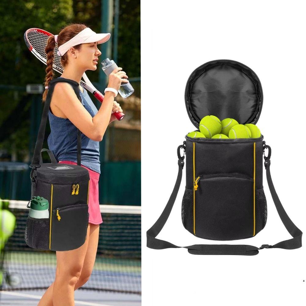 Two Way Zippers Tennis Storage Bag Shoulder Strap Tennis Balls Holder Bag  Baseball Bag