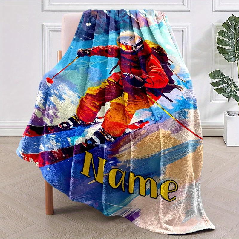 Skiers Shawl Blanket Personalized Name Option Soft Comfortable Stylish For Bedroom Bed Sofa Office Camping Warming Perfect Gift For All Seasons