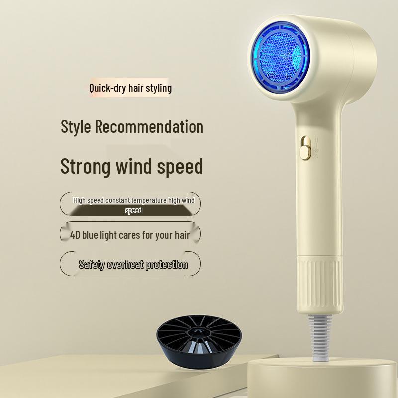 "Compact Travel Hair Dryer with Blue Light & Negative Ions - Damage-Free Styling"