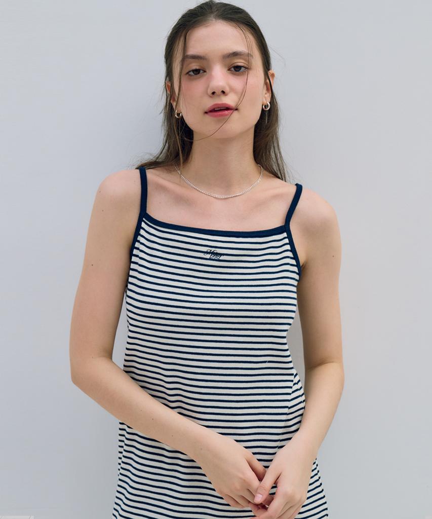Metapeo Met Striped Bustier Dress Vacation Navy