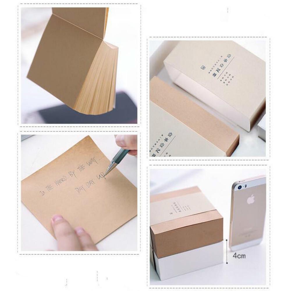 N Kez İçin Kalınlaştırılmış Kare Tuğla Notları Basit Kırtasiye Boş Yırtılabilir Not Defteri ve 400 Post-it Not