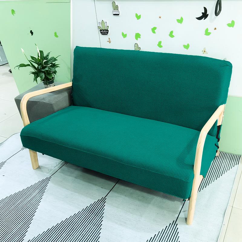 Stretch Futon Slipcover Solid Wood Sofa Cover Furniture Protector Without Armrests Slipcover Soft with Elastic Bottom for Kids, Spandex Jacquard