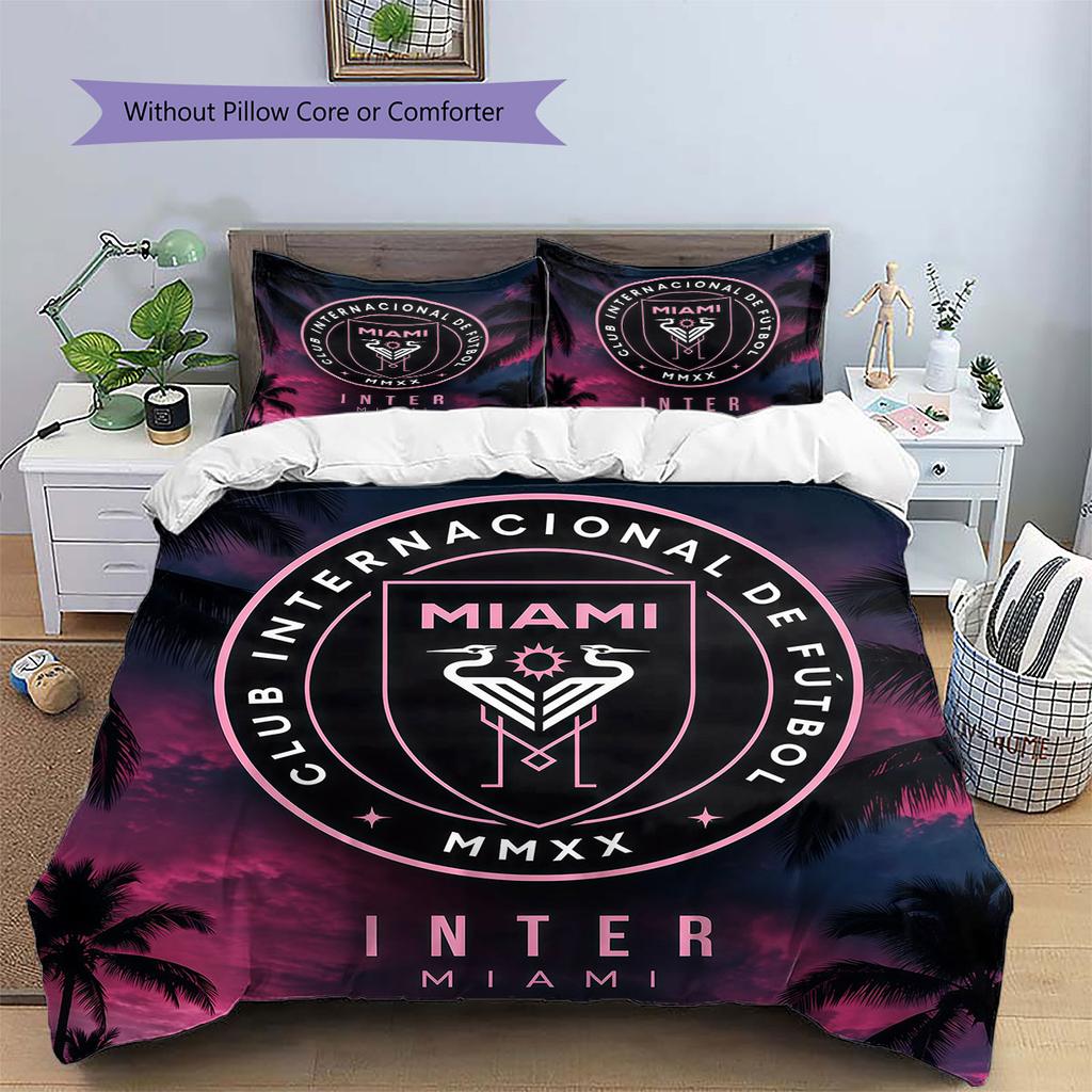 Inter Miami CF Pattern Bedding,Quilt Set Quilt Cover Pillowcase Home Birthday Gift(1 * duvet cover + 2 * pillowcase, without core)