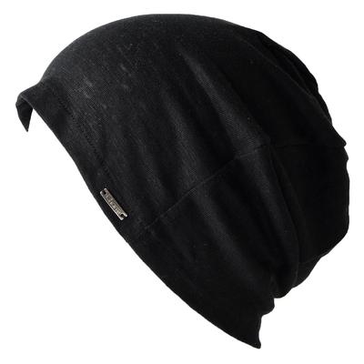 CHARM Linen Big Watch Medical Hat and All Season Knit Cap (Men's Women's) (Black/100% Linen)