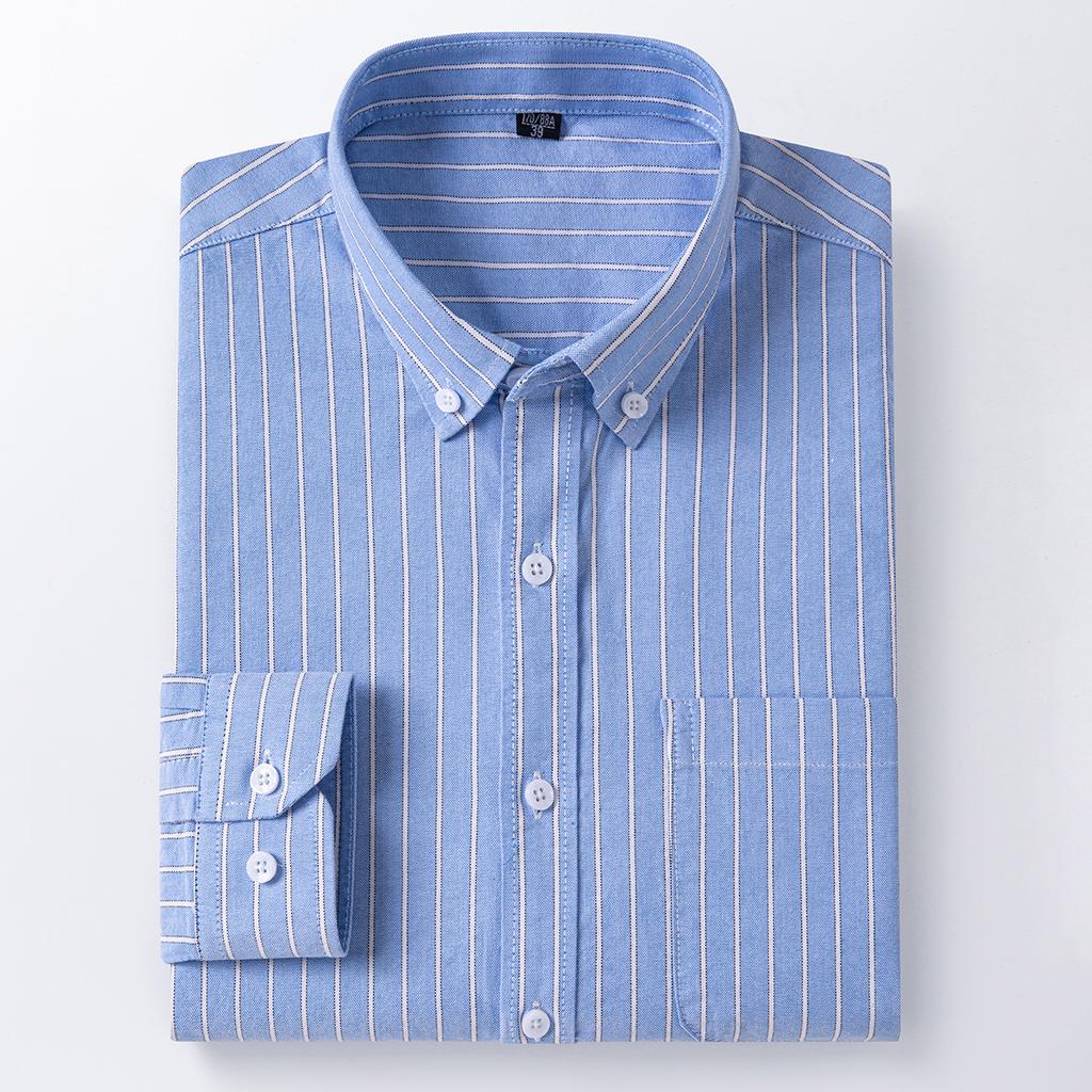 100% Cotton Men's Oxford Shirt Long Sleeve Casual Soft Breathable Business Casual Regular Fit Dressy Social Shirt