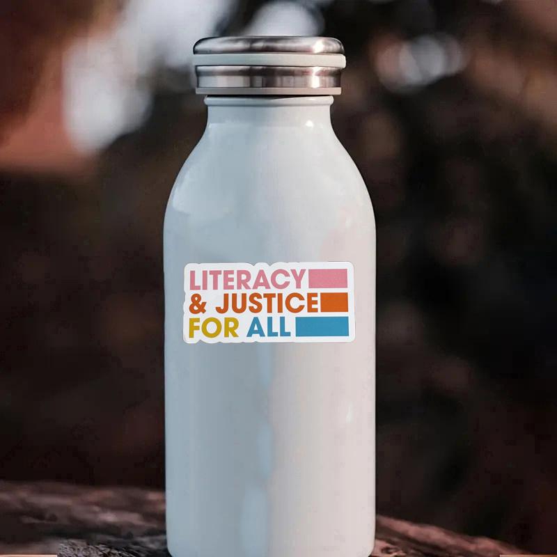 Naklejki na laptopa, Alfabetyzacja i Sprawiedliwość dla Wszystkich, Trwałe na laptopa, samochód, bagaż, deskorolkę i inne. Idealne dla nastolatków, dorosłych, kreatywny dekor i na prezent